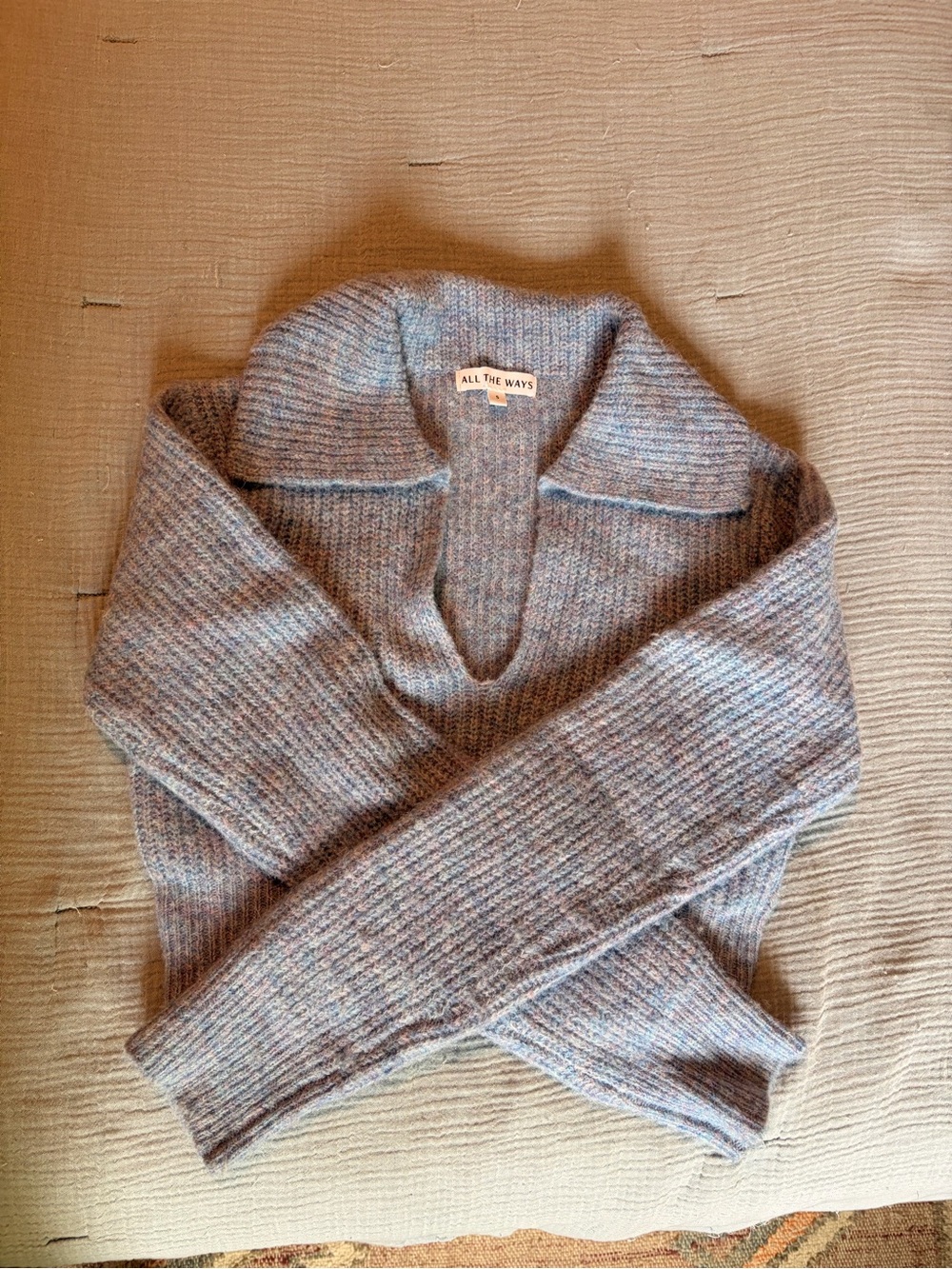 All The Ways Blue Gray V-Neck Sweater